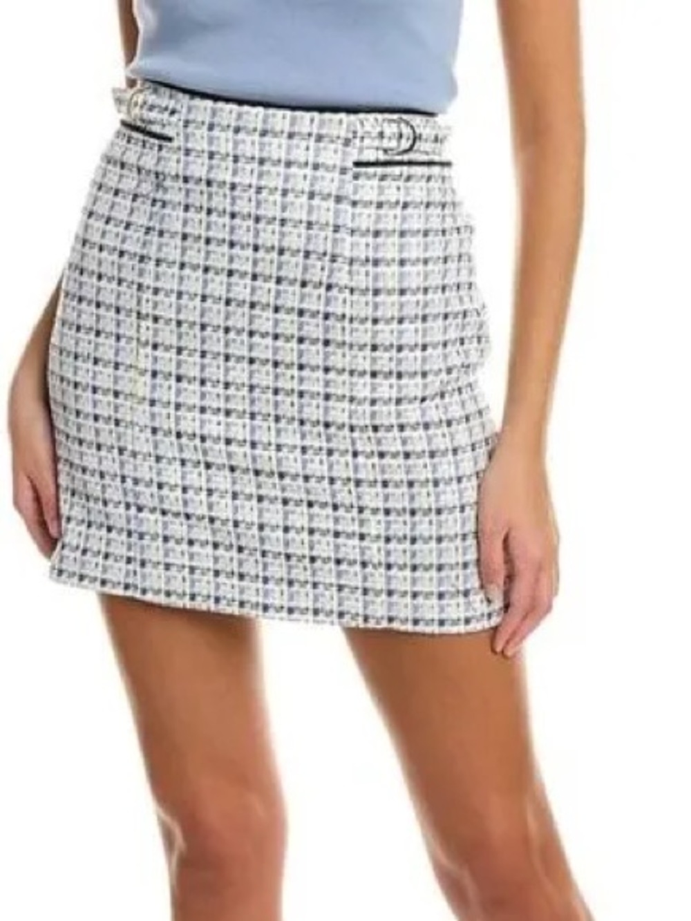 Club Monaco Blue, Beige and White D-ring Mini Skirt size 12